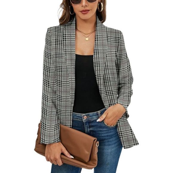 Coeur de Vague Black Plaid Open Blazer Size M - Picture 1 of 1